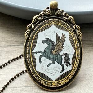 Pegasus Mythical Repurposed Resin Necklace